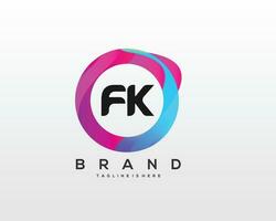 inicial carta fk logotipo Projeto com colorida estilo arte vetor