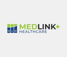 médico logotipo, mais, forma, amor, saúde, Cuidado, vetor, medlink logotipo vetor