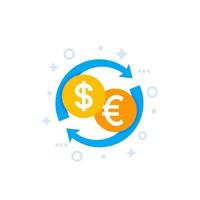 ícone de câmbio dólar para euro vetor