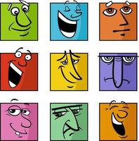 personagens ou emoções conjunto de ilustração de desenhos animados vetor