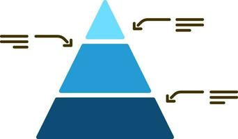 três camada pirâmide ícone dentro azul cor. vetor