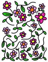 margaridas doodle floral rosa vetor