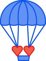 azul e vermelho corações quente ar balão ícone. vetor