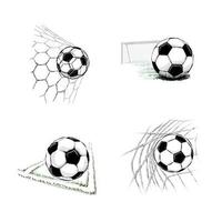 conjunto de bolas de futebol em uma ilustração vetorial de fundo branco vetor