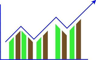 verde e Castanho crescimento gráfico com azul seta. vetor