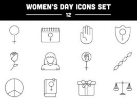 Preto linha arte ilustração do 12 mulheres dia ícone. vetor