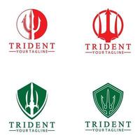Lança tridente vintage de poseidon Netuno Deus Triton King logo design vetor