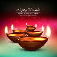 Feliz diwali diya óleo lâmpada festival fundo ilustração vetor