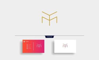 ilustração em vetor design minimalista de logotipo de monograma ym my m luxo