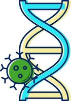 plano estilo vírus com dna colorida ícone. vetor