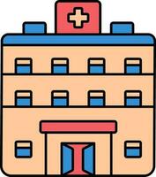 colorida hospital construção ícone dentro plano estilo. vetor