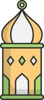 isolado árabe lanterna plano ícone dentro amarelo e verde cor. vetor