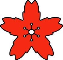 vermelho sakura flor ícone dentro plano estilo. vetor
