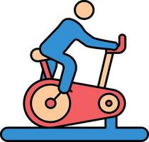 ilustração do homem exercício em estacionário bicicleta colorida ícone. vetor