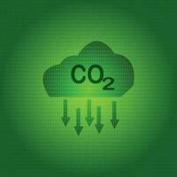 co2, carbono dióxido emissões ícone em verde background.vector ilustração vetor