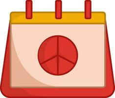 ilustração do mesa calendário com Paz símbolo ícone dentro vermelho e amarelo cor. vetor