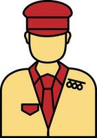 marinheiro ou capitão personagem ícone dentro vermelho e amarelo cor. vetor
