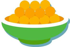 doces bola tigela plano ícone dentro verde e laranja cor. vetor
