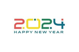 colorida feliz Novo ano 2024 saudações vetor