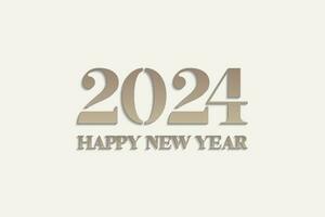 feliz Novo ano 2024 simples dentro dourado cor vetor