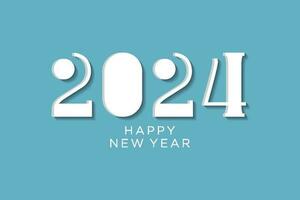 2024 Novo ano letras em branco azul fundo, simples e moderno, 2024 Novo ano celebração vetor