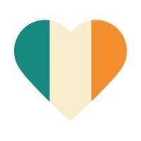 bandeira nacional da irlanda em forma de coração ícone vetor fundo branco