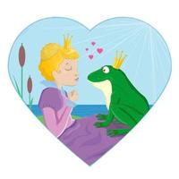 princesa beijando um sapo com ilustração vetorial de coroa vetor