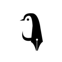 pinguim caneta logo vector ícone ilustração design