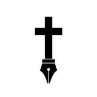 caneta design do logotipo da cruz cristã adequado para ilustração do conceito do logotipo da igreja cristã vetor
