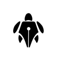 tartaruga escrevendo educação subaquática logotipo conceito peixe com caneta-tinteiro bico ícone ilustração vetorial design vetor