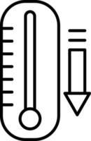 temperatura queda ícone dentro Preto linha arte. vetor