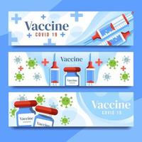 banners de vacina e seringa covid 19