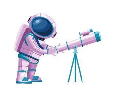 astronauta com telescópio vetor