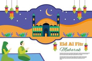 design de ilustração de fundo plano eid al fitr vetor