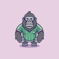 minimalista fofa gorila animal vestindo futebol camisa desenho animado plano ícone vetor ilustração Projeto. simples moderno fofa gorila isolado plano desenho animado estilo