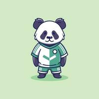 minimalista fofa panda animal desenho animado plano ícone vetor ilustração Projeto. simples moderno fofa panda vestindo futebol camisa isolado plano desenho animado estilo
