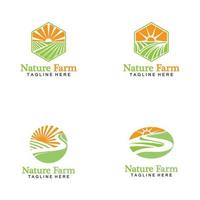 natureza fazenda e logotipo de vetor de agricultura