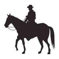 silhueta da figura do cowboy no cavalo vetor
