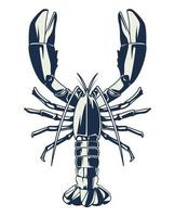 ícone de elemento vintage lagosta cinza náutico