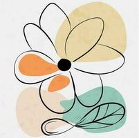 abstrato minimalista linha arte cartazes moderno floral rabiscos na moda desenhos com vibrante verão cor vetor