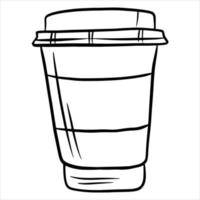 café em copo café em copo de plástico café para viagem estilo cartoon vetor