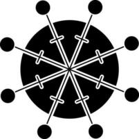 budismo roda glifo ícone dentro Preto e branco cor. vetor