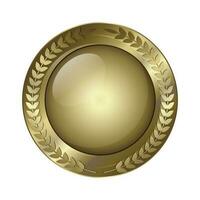 lustroso dourado circular escudo ou prêmio. vetor