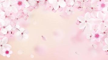desabrochando flores de sakura rosa claro flores de cerejeira realistas vetor