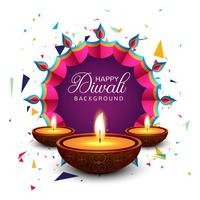 Lindo cartão de felicitações para festival feliz diwali fundo vec vetor