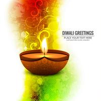 Feliz diwali diya óleo lâmpada festival fundo ilustração vetor