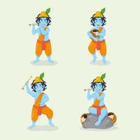 personagem de desenho animado de Krishna posa para celebrar janmashtami vetor