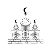 mão desenhado islâmico piedosos dia clipart. rabisco símbolo do islamismo - mesquita. isolado em branco fundo. vetor