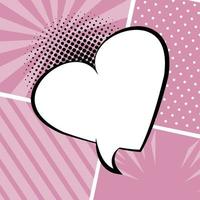 balão de fala retrô desenhado com formato de coração estilo pop art vetor