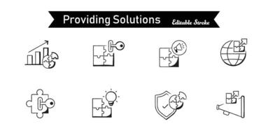 profissional Solução de problemas ou fornecendo soluções ícones para seu Próximo projeto ou apresentação. vetor